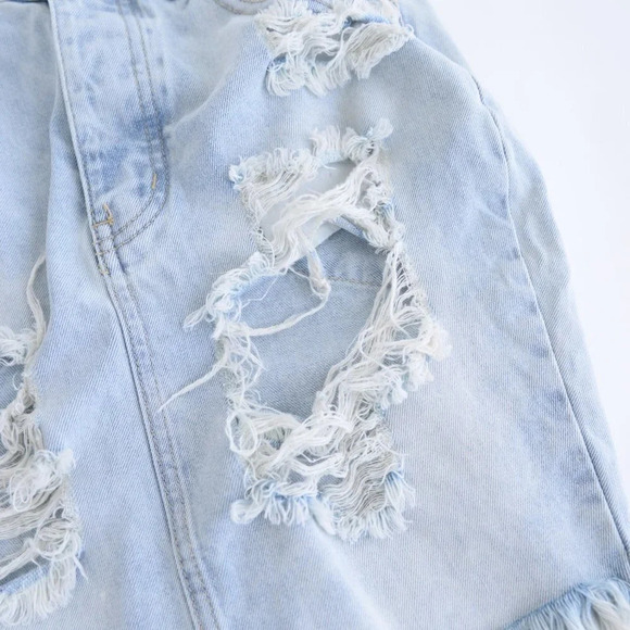 One Teaspoon Light Wash Distressed High Waist Long Rise  Fitted Mini Denim 24 - Picture 6 of 12